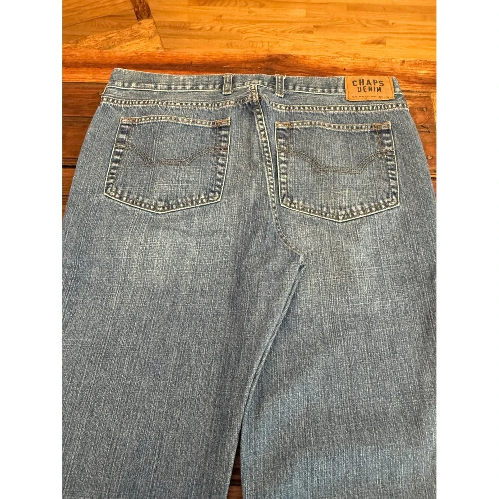 Chaps Denim Mens Straight Fit Blue Jeans Medium Wash 100% Cotton 36x30